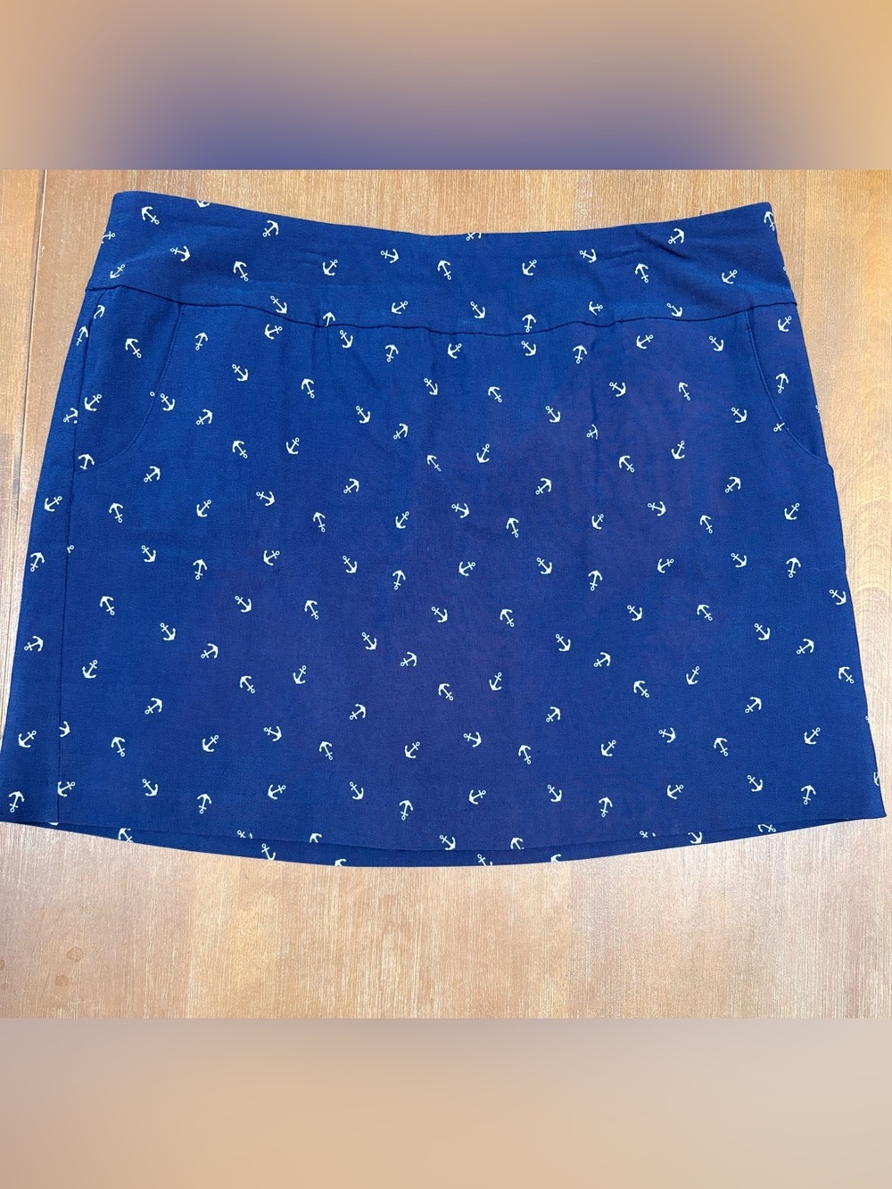 Zac & Rachel Navy Mini Skirt with White Anchor Motif